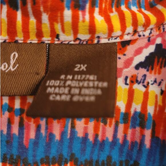 Speed Control Rainbow Tribal Print Mini Dress 2X Babydoll Boho Indie Fit Flare - Picture 5 of 10